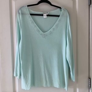 Coldwater Creek Aqua green sweater